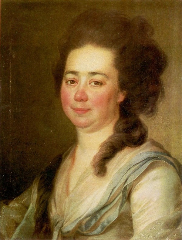 Portrait of woman with long hair by Dmitry Levitzky